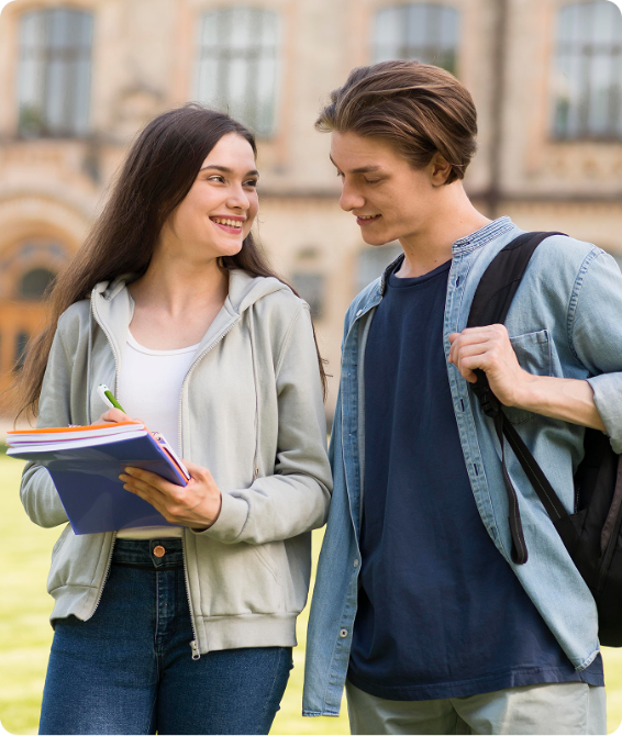 Two high school students walking to class, representing consistent day-to-day ACT prep habits